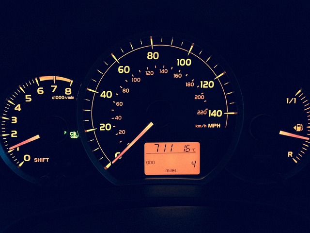 speedometer in car showing 4 miles 